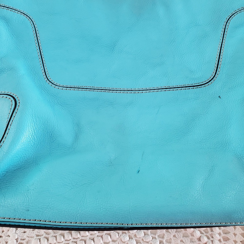 Michael Kors Hobo Bag Womens Large Turquoise Leather Shoulder Purse Brookville - Picture 5 of 10